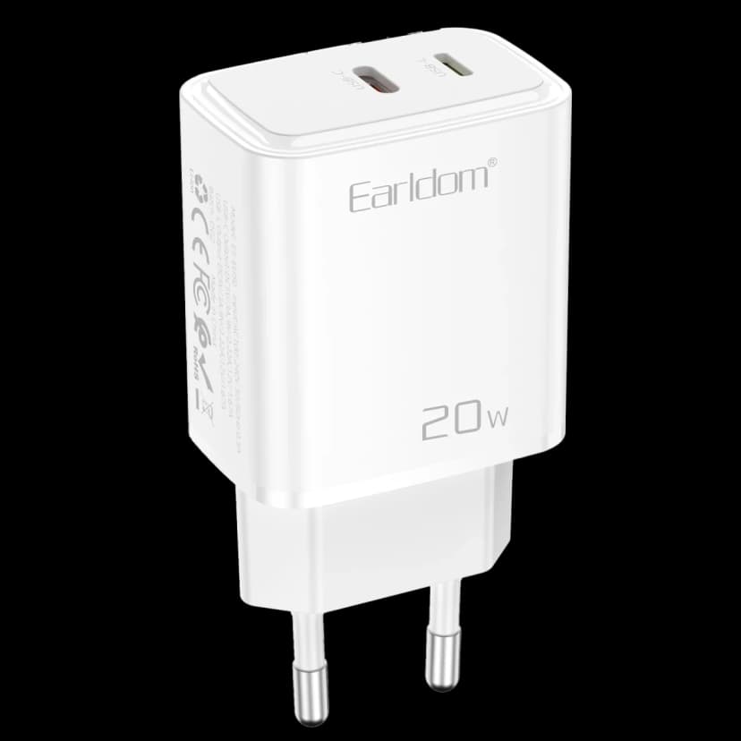 Earldom EU50 20W Type-C ve 20W Lightning Çıkışlı PD Hızlı Şarj Aleti