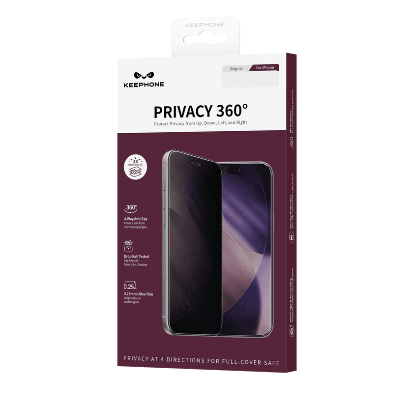 Keephone Apple iPhone 18 Pro Max 360 4 Way Privacy Cam Ekran Koruyucu