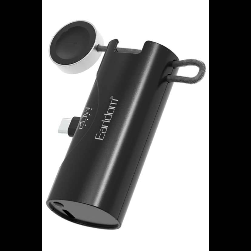 Earldom PD46 5.000 mAh 20W Dahili Type-C Çıkışlı Ekstra Dahili 2.5W Saat Şarj Kablolu PD Hızlı Şarj Mini Powerbank