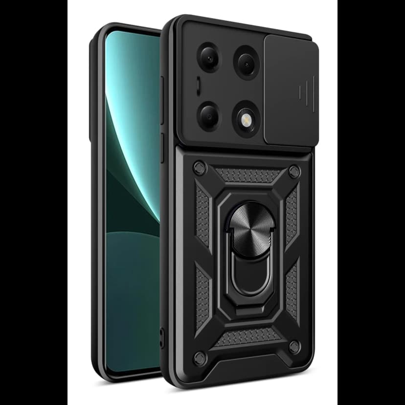 Newface Xiaomi Poco M6 Pro 4G Kılıf Pars Lens Yüzüklü Silikon