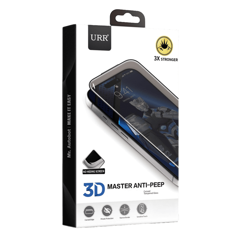URR Apple iPhone 18 Pro 3D Anti-Peep Curved Hayalet Cam Ekran Koruyucu
