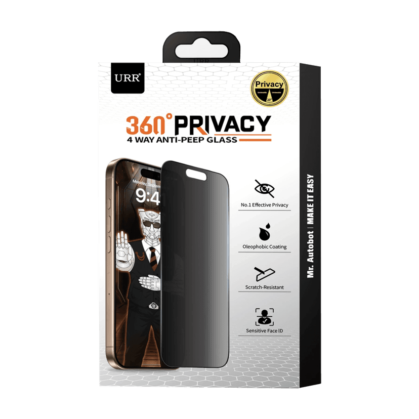 URR Apple iPhone 18 Pro 4 Way Anti Spy 360 Privacy Cam Ekran Koruyucu