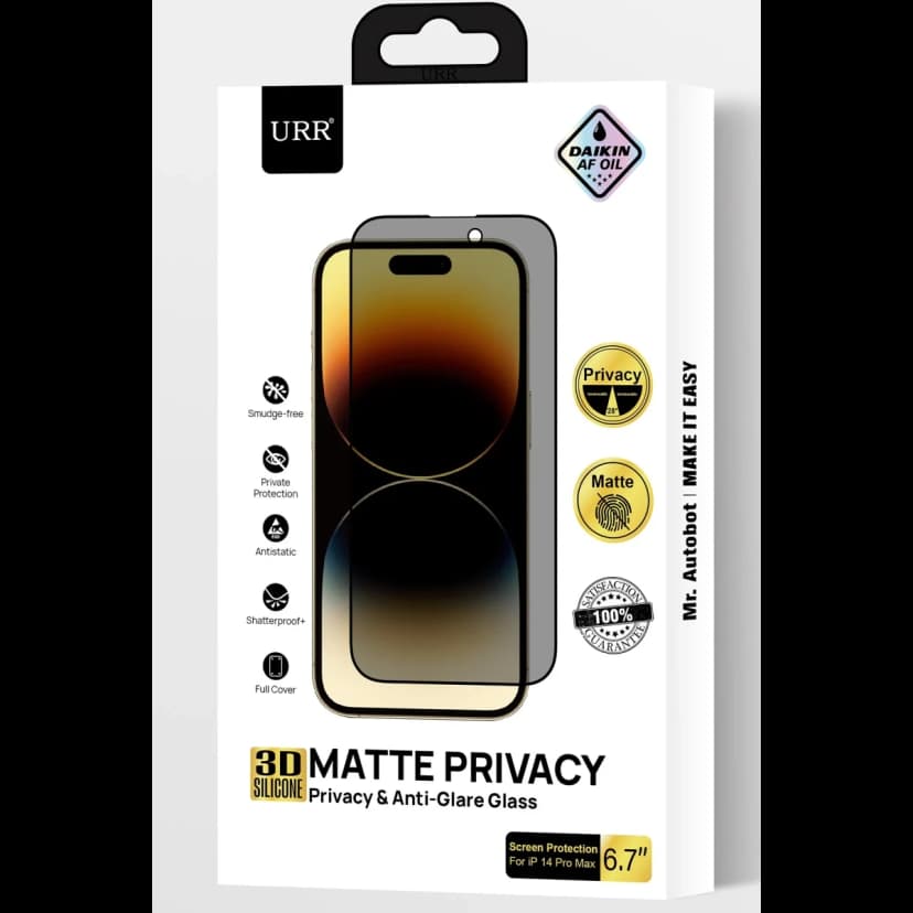 URR Apple iPhone 15 Pro Max 3D Matte Privacy Resin Edge Cam Ekran Koruyucu