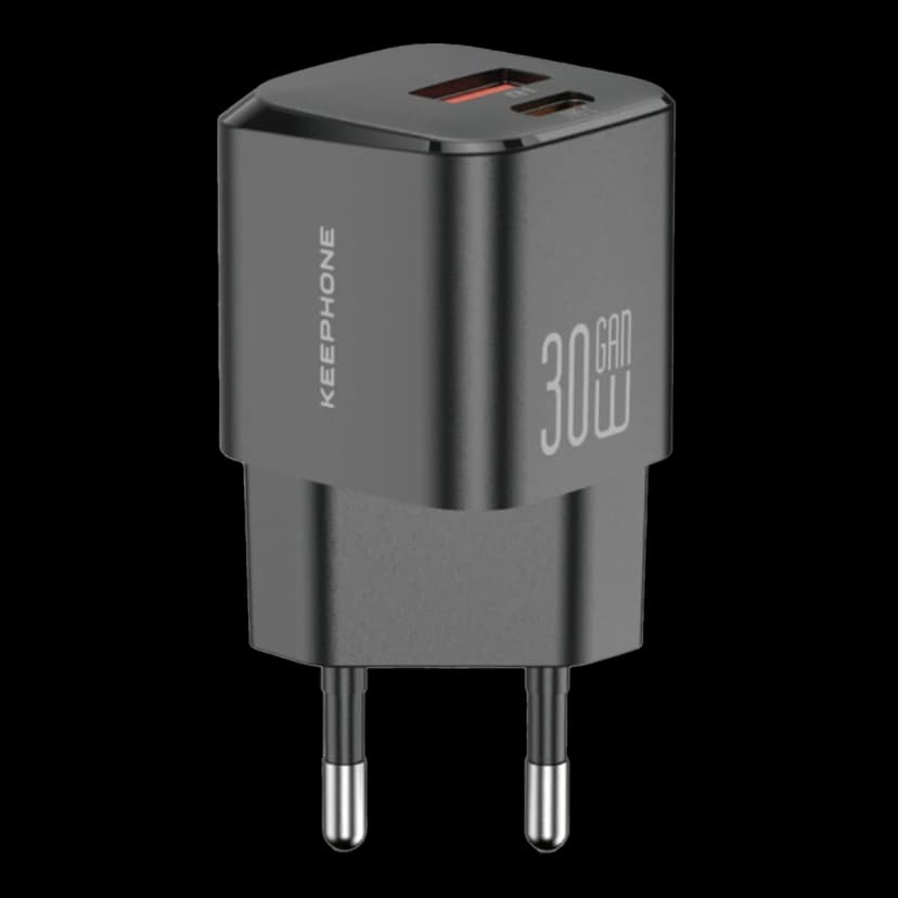 Keephone GaN Wall CH23091 30W 1 Adet Type-C ve 1 Adet USB Çıkışlı GaN Şarj Cihazı