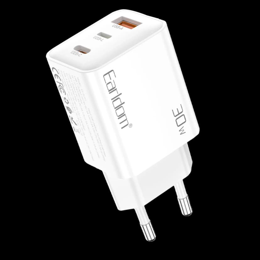 Earldom EU51 Type-C Lightning ve USB Çıkışlı 30W PD Hızlı Şarj Aleti