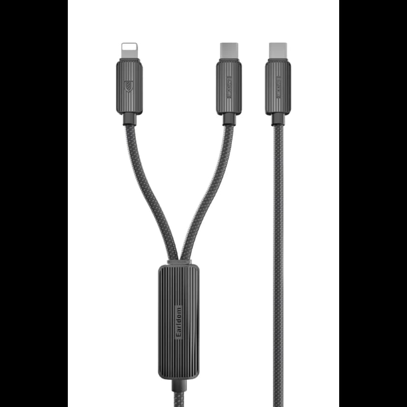 Earldom EC-IC01 1.2M Type-C to Type-C 60W ve Lightning 30W Çift Çıkışlı 2in1 PD Hızlı Şarj Kablosu