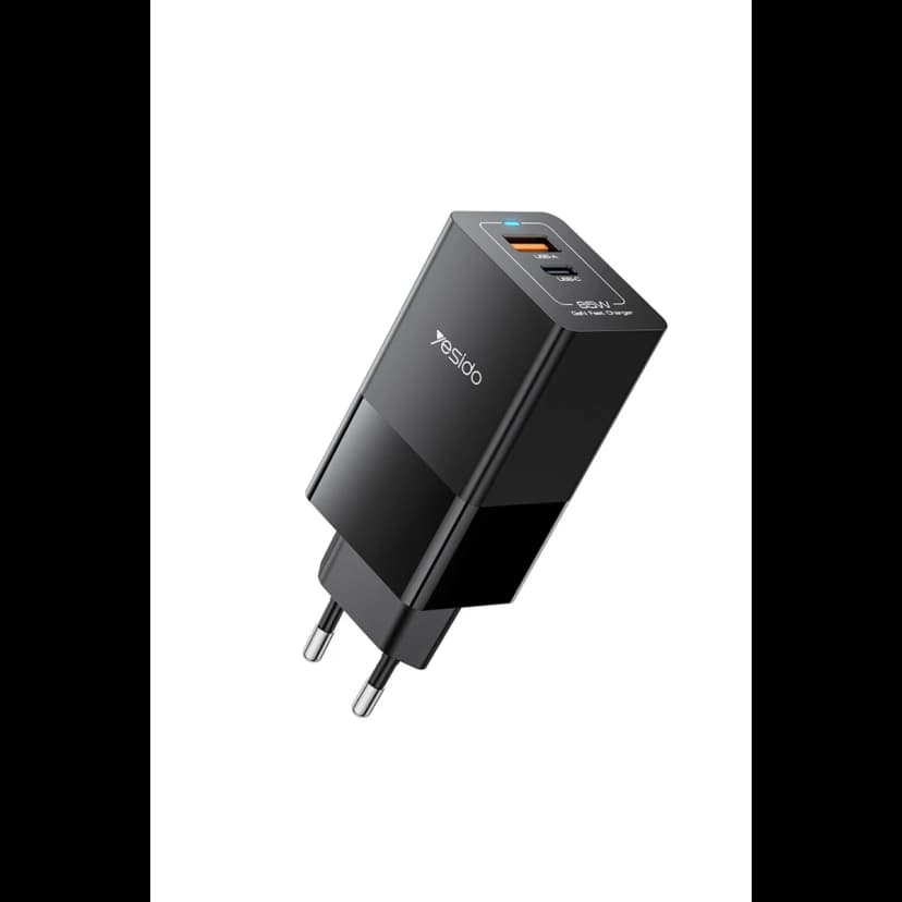 Yesido YC73 1 Adet 65W Type-C / 1 Adet 18W USB Çıkışlı Ekstra 1M Type-C to Type-C Kablolu GAN Hızlı Şarj Cihazı