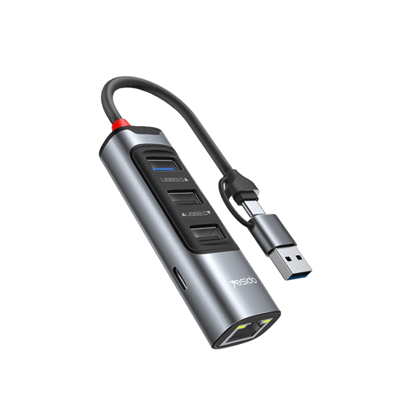 Yesido HB21 5in2 100W PD RJ45 USB Type-C Girişli Hub Dönüştürücü