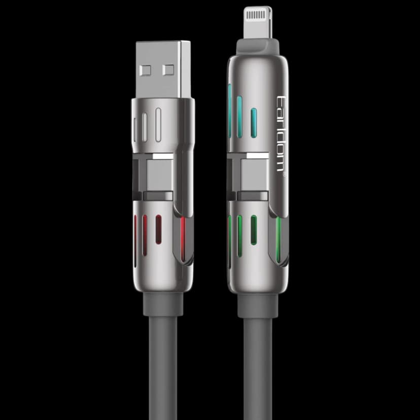 Earldom IC02 4in1 240W Type-C to Type-C Ekstra 2.4A USB to Lightning ve 30W Type-C to Lightninge Dönüşme Özellikli PD Hızlı Şarj Kablosu