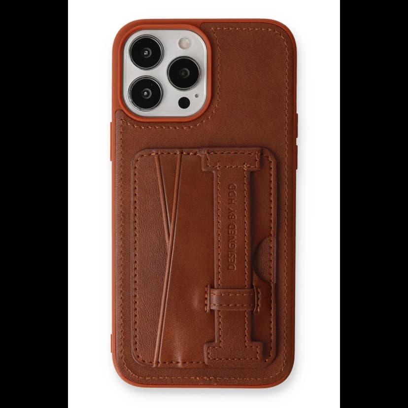 HDD Apple iPhone 13 Pro Kılıf HD Deri Kartvizitli Kapak - Kahverengi