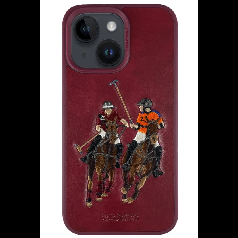 Santa Barbara Polo Racquet Club Apple iPhone 14 Jockey Deri Kapak - Kırmızı