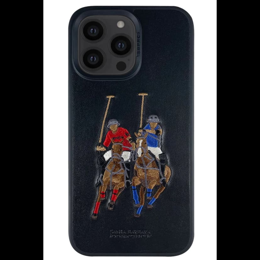 Santa Barbara Polo Racquet Club Apple iPhone 14 Pro Max Jockey Deri Kapak - Siyah