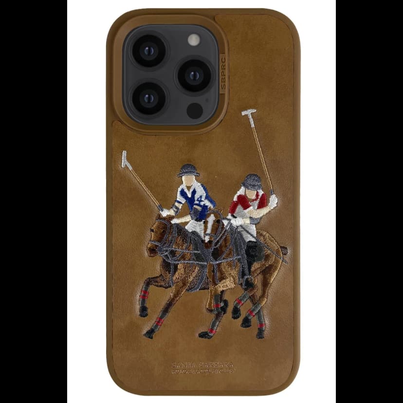 Santa Barbara Polo Racquet Club Apple iPhone 14 Pro Max Jockey Deri Kapak - Kahverengi