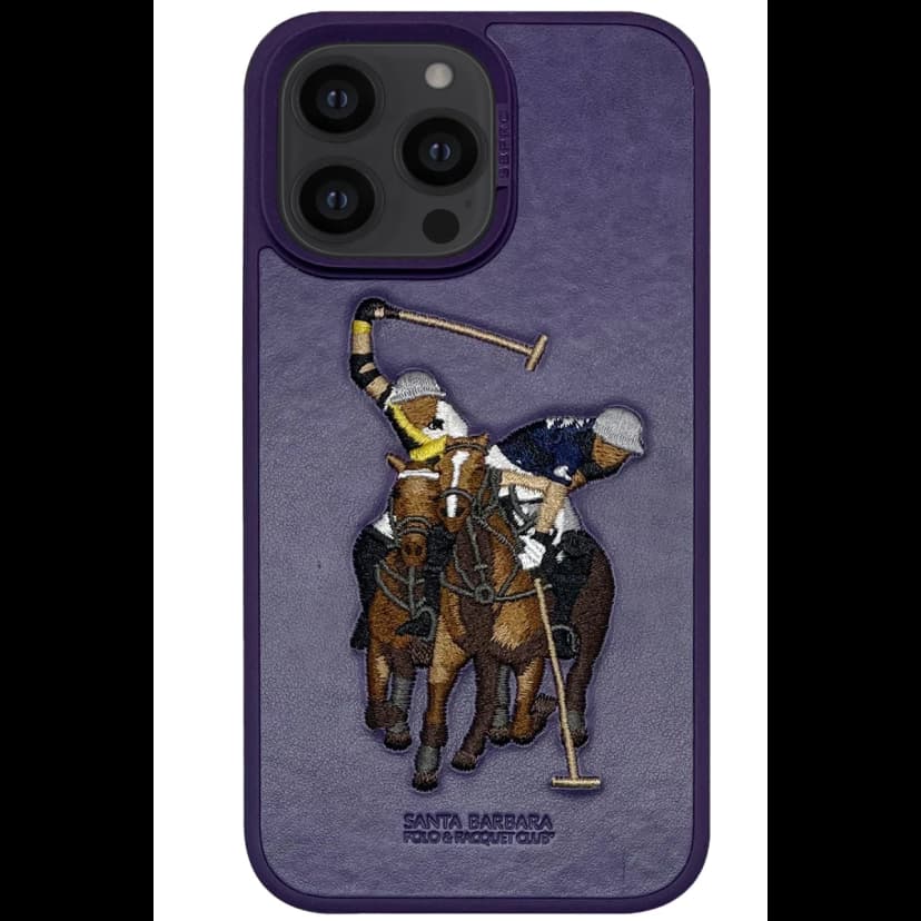 Santa Barbara Polo Racquet Club Apple iPhone 14 Pro Max Jockey Deri Kapak - Mor