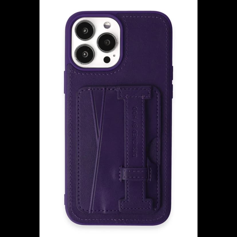 HDD Apple iPhone 14 Pro Kılıf HD Deri Kartvizitli Kapak - Derin Mor