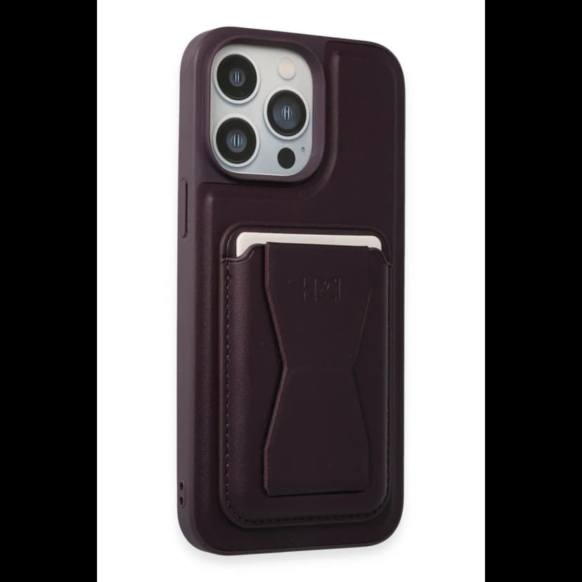 HDD Apple iPhone 14 Pro Kılıf HD Deri Luxury Magnet Kartvizitli Kapak - Derin Mor