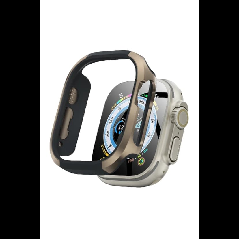 Movenchy Apple Watch Ultra 49mm MO-WT3 Alüminyum Camlı Kasa Ekran Koruyucu - Gold