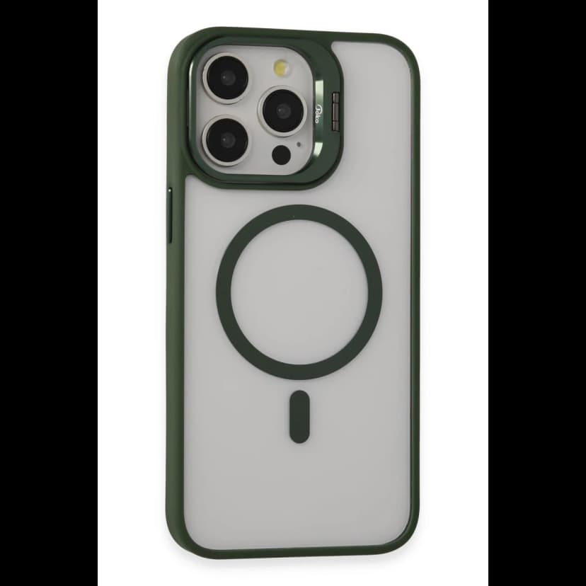 Joko Apple iPhone 15 Pro Max Kılıf Roblox Lens Magsafe Standlı Kapak - Koyu Yeşil