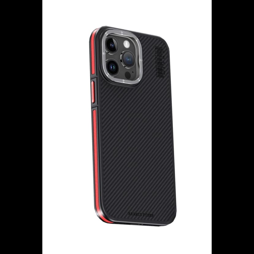 Joko Apple iPhone 15 Pro Max Kılıf Aramid 600D Kevlar Karbon Fiber Magsafe Kapak - Kırmızı