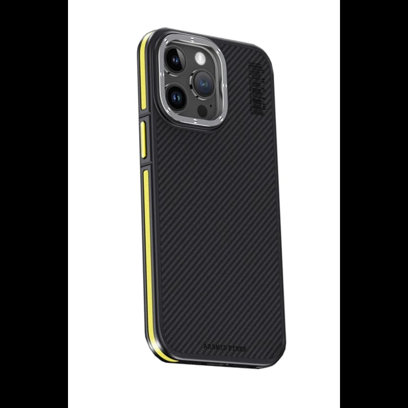Joko Apple iPhone 15 Pro Max Kılıf Aramid 600D Kevlar Karbon Fiber Magsafe Kapak - Sarı
