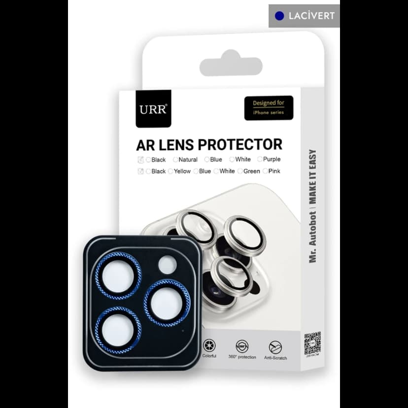 URR Apple iPhone 15 Pro Max Rhomb Snakeskin AR Kamera Lens Koruyucu - Lacivert