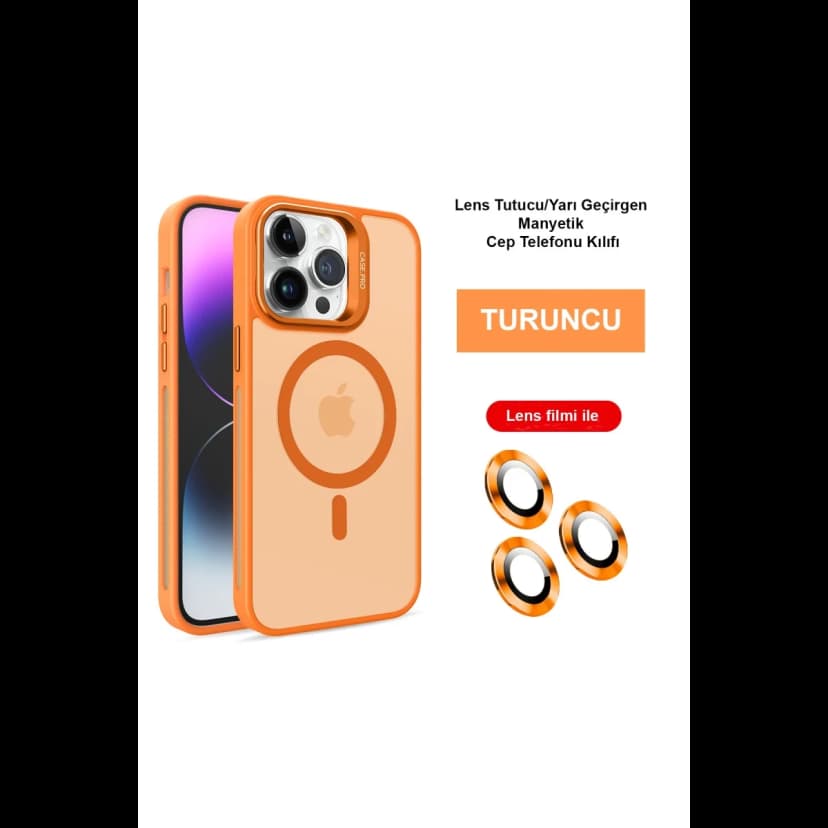 Joko Apple iPhone 14 Pro Kılıf Flet Lens Magsafe Kapak - Turuncu
