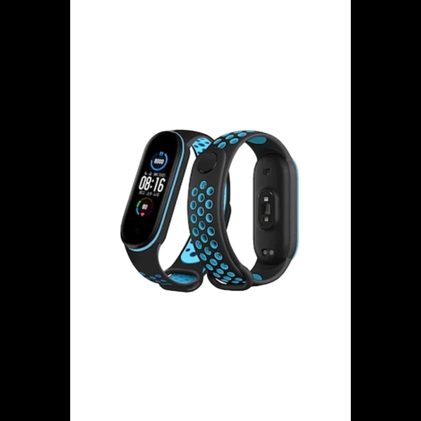 Newface Xiaomi Mi Band 4 Spor Delikli Kordon - Siyah-Mavi