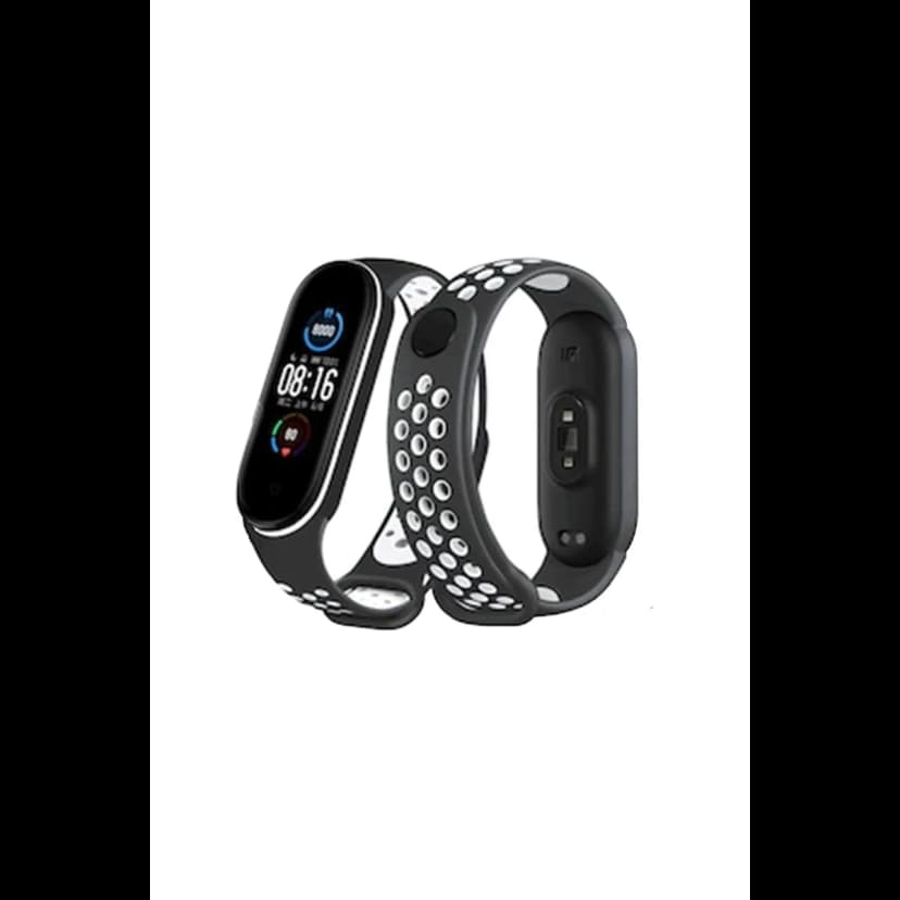 Newface Xiaomi Mi Band 4 Spor Delikli Kordon - Siyah-Beyaz
