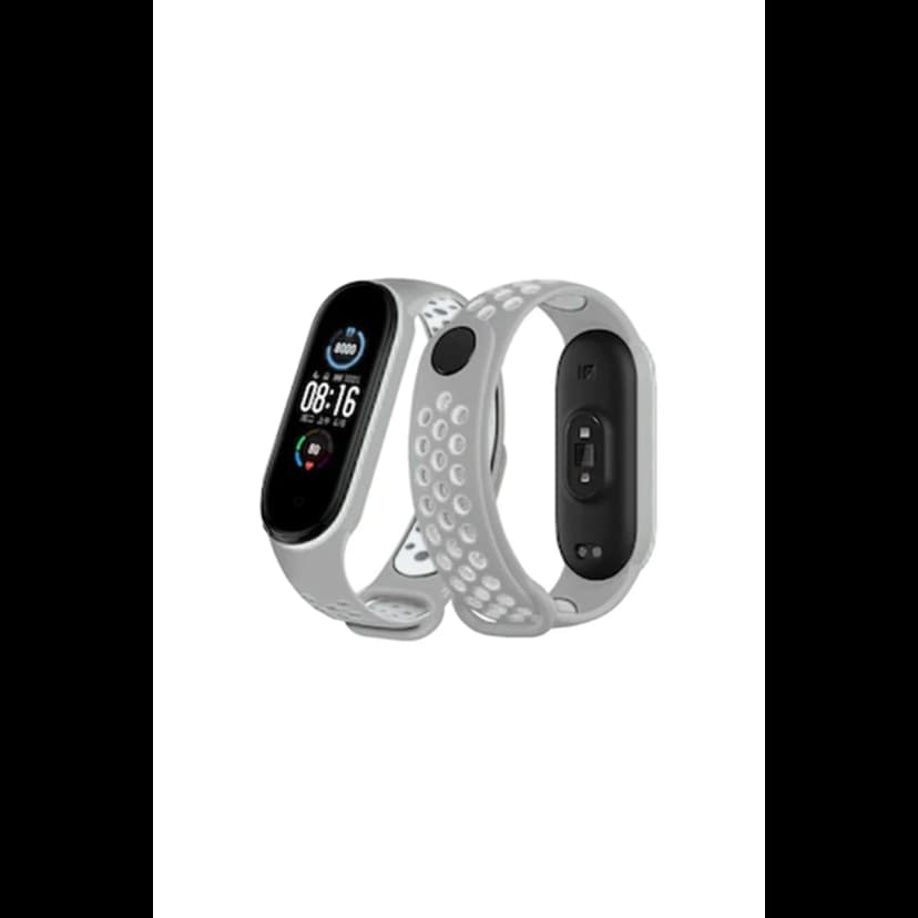 Newface Xiaomi Mi Band 4 Spor Delikli Kordon - Gri-Beyaz