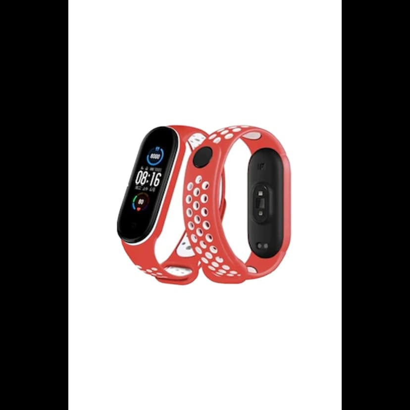 Newface Xiaomi Mi Band 4 Spor Delikli Kordon - Kırmızı-Beyaz