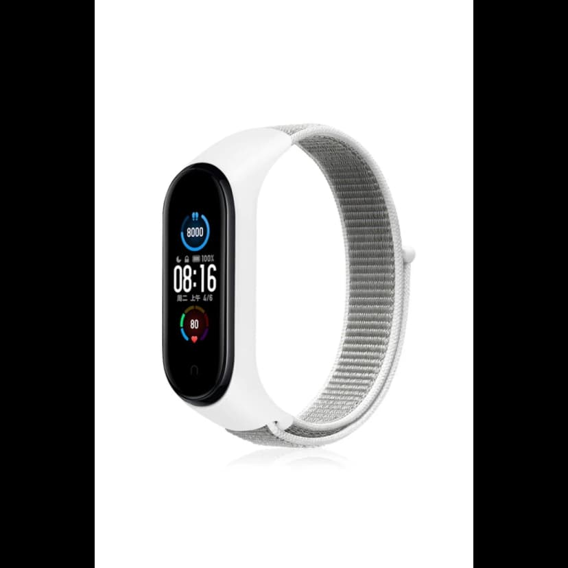 Newface Xiaomi Mi Band 4 Hasırlı Cırtcırtlı Kordon - Beyaz