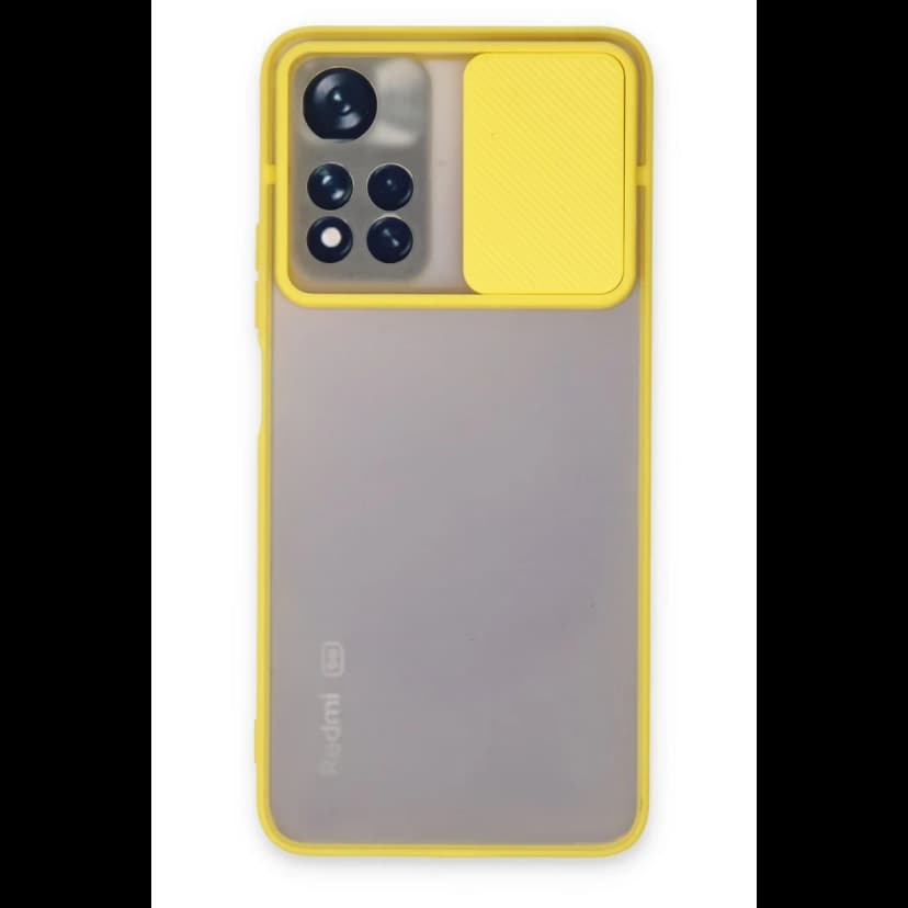 Newface Xiaomi Redmi Note 11 Pro Plus 5G Kılıf Palm Buzlu Kamera Sürgülü Silikon - Sarı