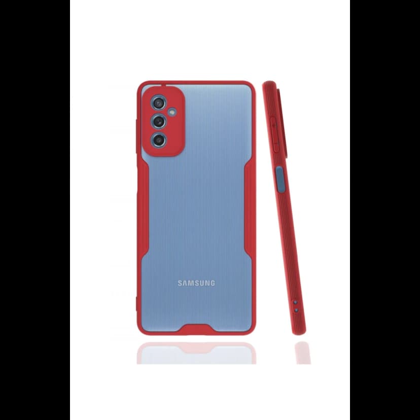 Newface Samsung Galaxy M52 5G Kılıf Platin Silikon - Kırmızı
