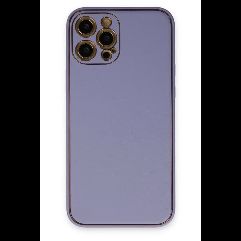Newface Apple iPhone 12 Pro Max Kılıf Coco Deri Silikon Kapak - Açık Lila
