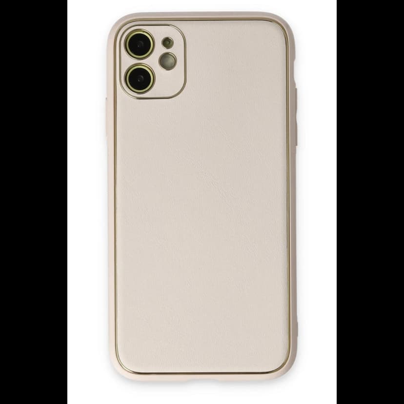 Newface Apple iPhone 12 Kılıf Coco Deri Silikon Kapak - Beyaz