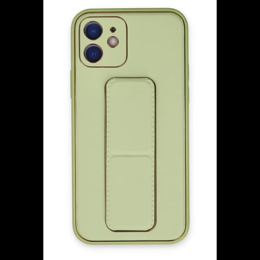 Newface Apple iPhone 12 Kılıf Coco Deri Standlı Kapak - Su Yeşili