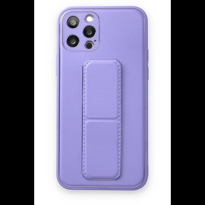 Newface Apple iPhone 12 Pro Kılıf Coco Deri Standlı Kapak - Koyu Lila