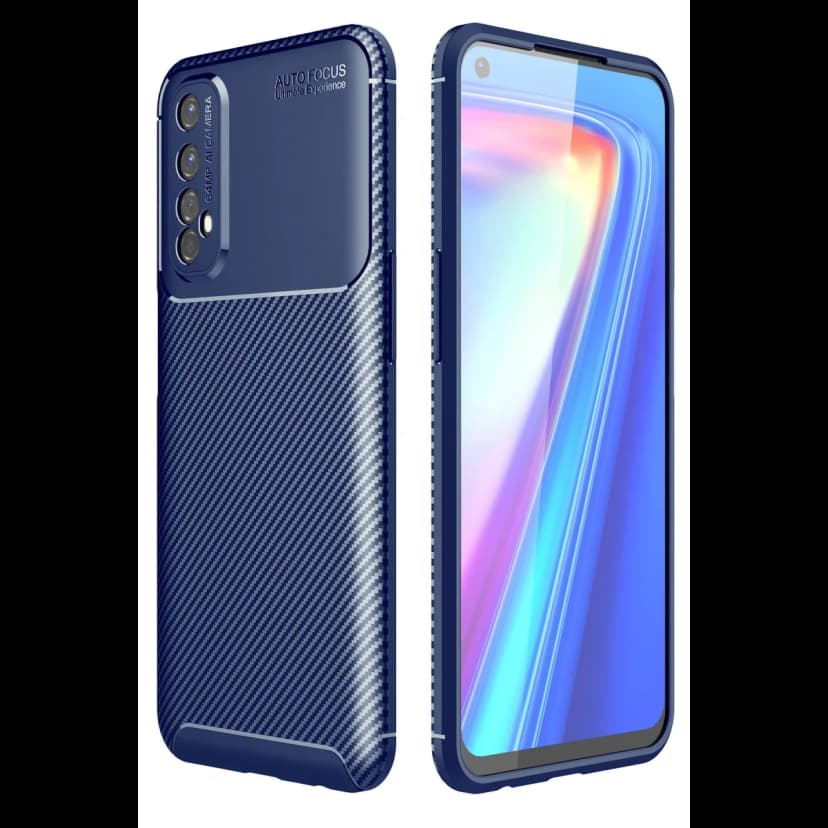 Newface Realme 7 Kılıf Auto Focus Karbon Kapak - Lacivert