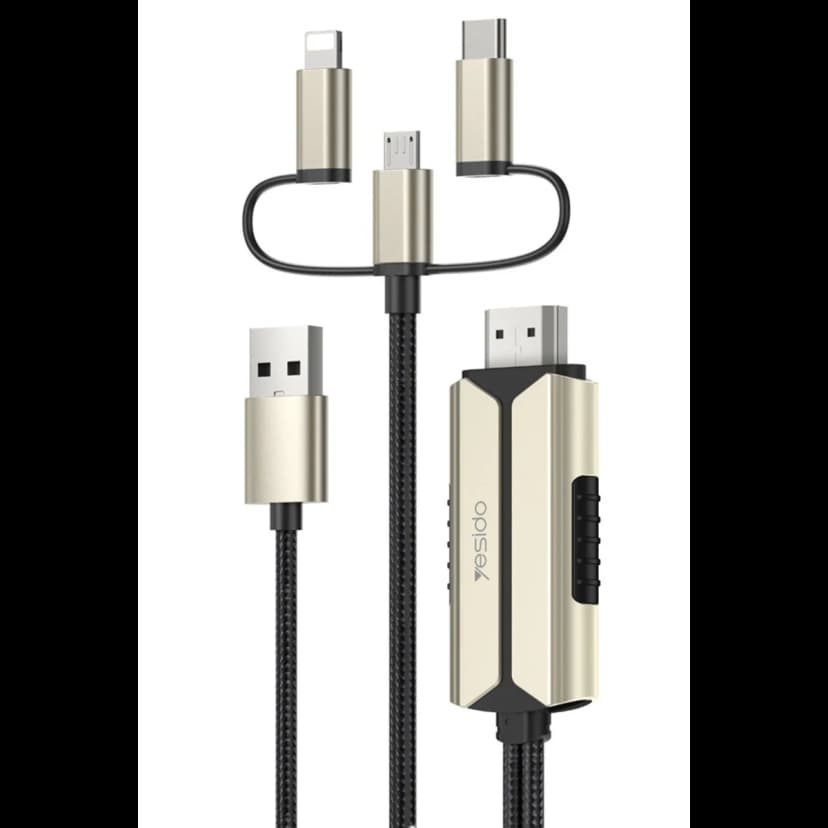 Yesido HM14 2m FHD 3in1 to HDMI Kablo - Gold