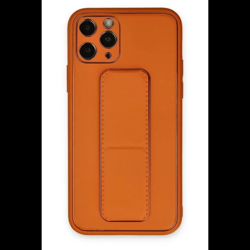 Newface Apple iPhone 11 Pro Kılıf Coco Deri Standlı Kapak - Turuncu