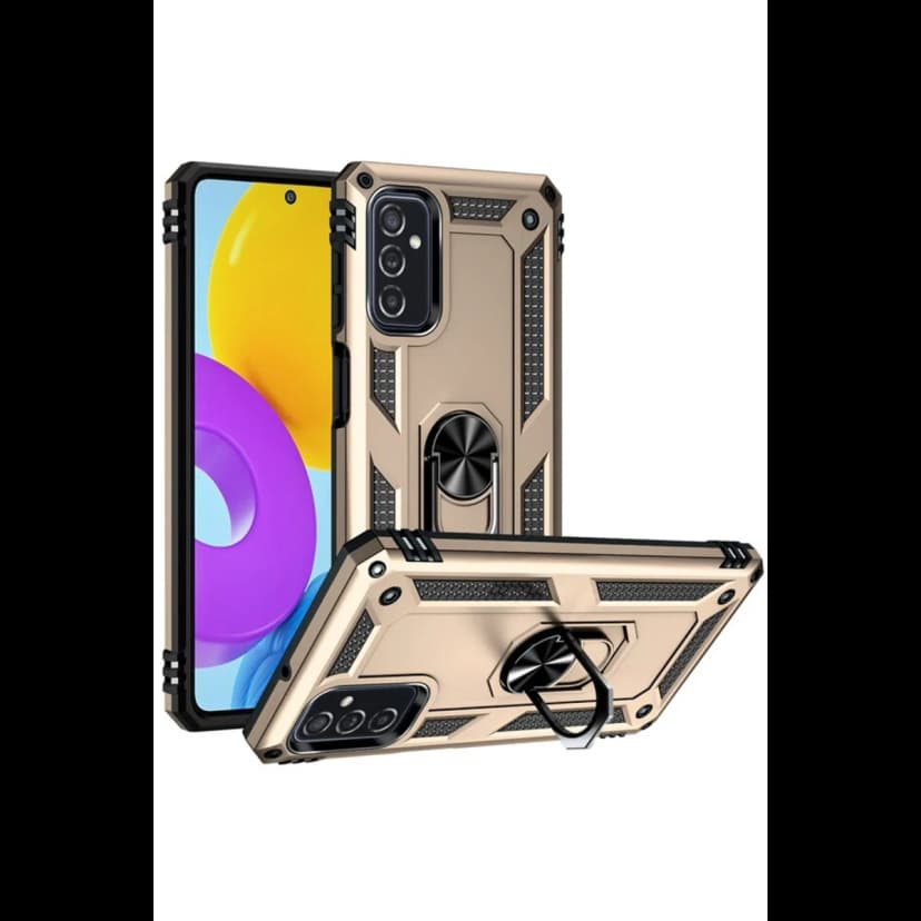 Newface Samsung Galaxy M52 5G Kılıf Sofya Yüzüklü Silikon Kapak - Gold
