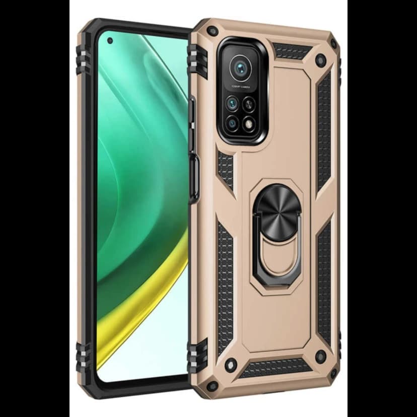 Newface Xiaomi Mi 10T Pro Kılıf Sofya Yüzüklü Silikon Kapak - Gold