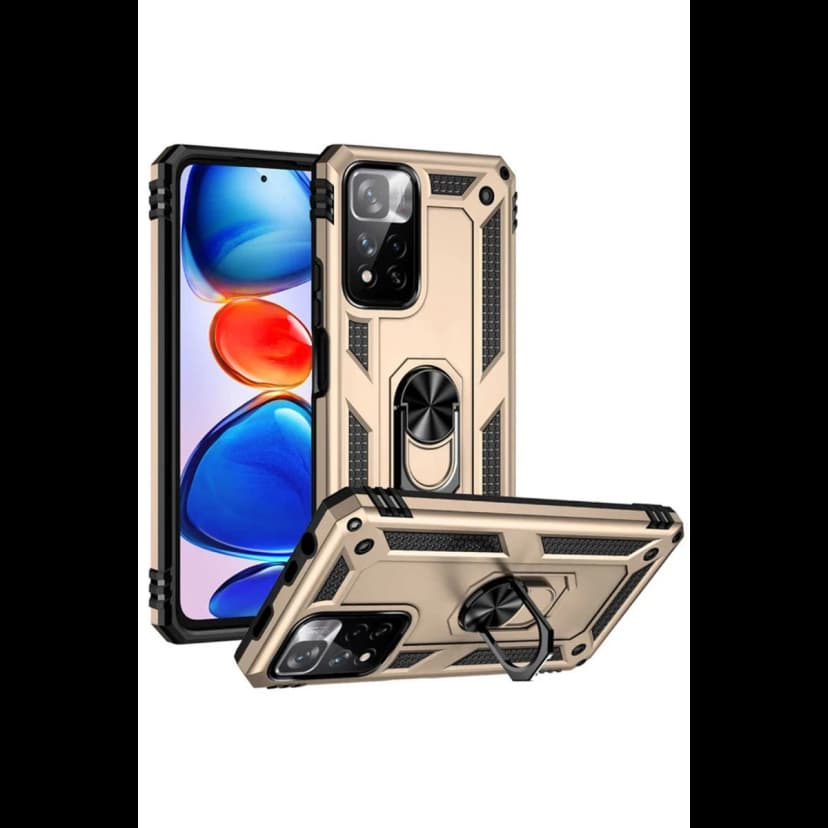 Newface Xiaomi Redmi Note 11 Pro Plus 5G Kılıf Sofya Yüzüklü Silikon Kapak - Gold