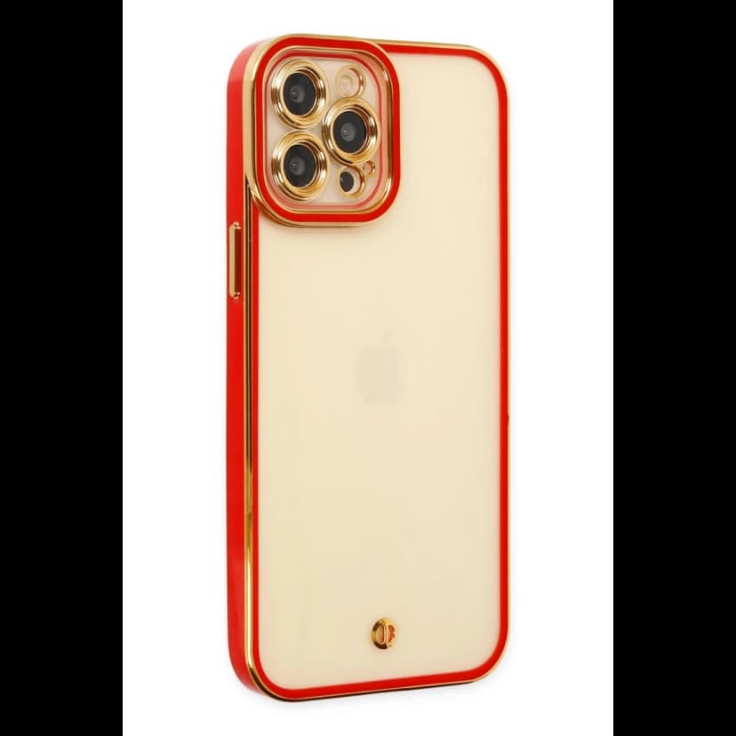 Newface Apple iPhone 12 Pro Kılıf Liva Lens Silikon - Kırmızı