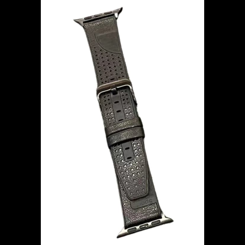 Movenchy Apple Watch 45mm Buff Deri Kordon - Siyah