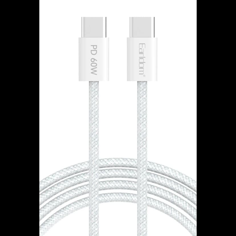 Earldom EC-190CC 2M 60W iPhone 15 Serisi ile Uyumlu Type-C to Type-C PD Hızlı Şarj Kablosu - Beyaz