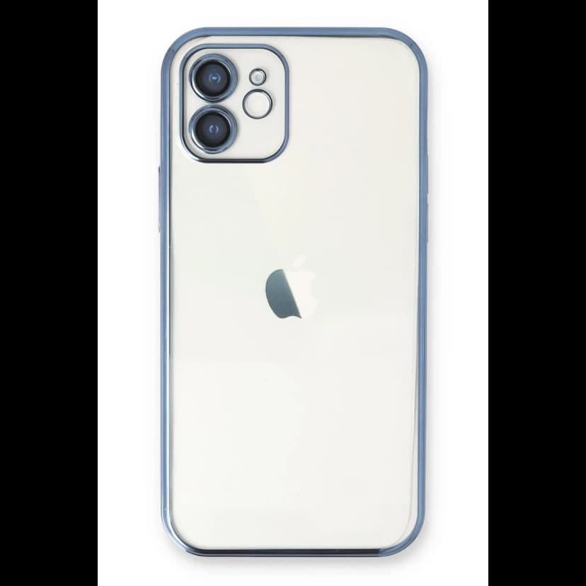 Newface Apple iPhone 12 Kılıf Razer Lensli Silikon - Açık Mavi