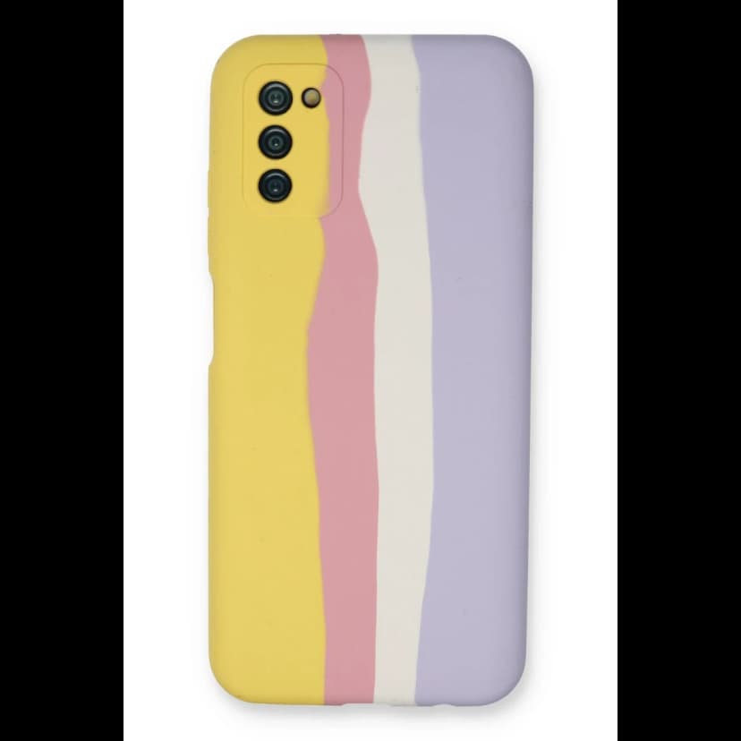 Newface Samsung Galaxy A03S Kılıf Ebruli Lansman Silikon - Sarı-Mavi
