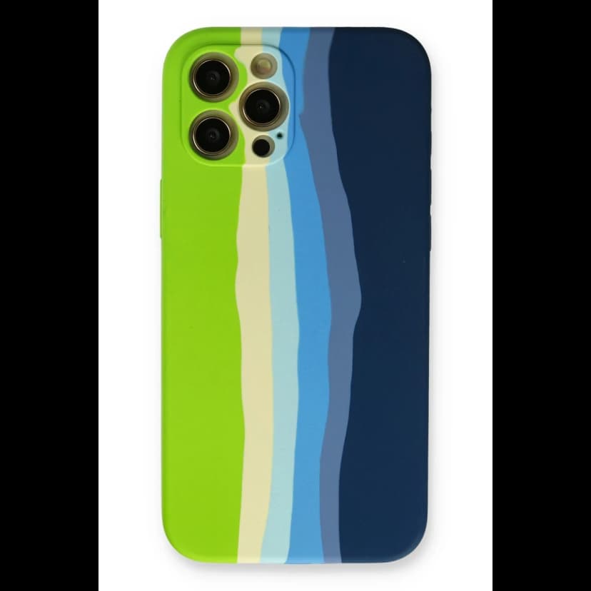 Newface Apple iPhone 12 Pro Max Kılıf Ebruli Lansman Silikon - Yeşil-Koyu Yeşil