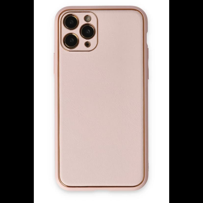 Newface Apple iPhone 11 Pro Kılıf Coco Deri Silikon Kapak - Pudra